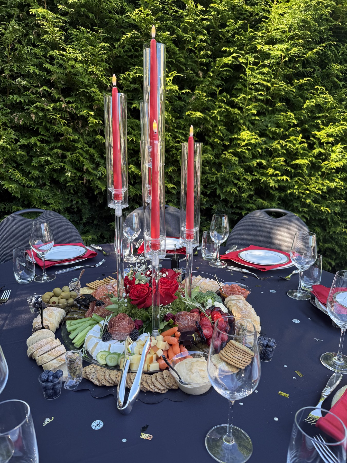 Graduation portrait photo with styled event setup